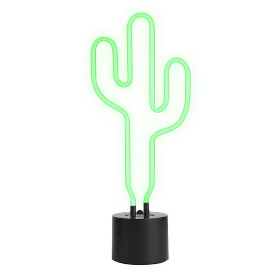 Amped & Co Cactus Neon Desk Light, Real Neon, Green, Large 16.5 x 7 inches, Home Decor Signs For Unique Rooms