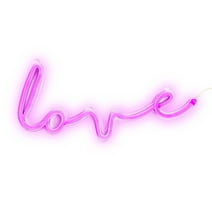 Amped & Co Love LED Neon Light Indoor Wall Sign with Line Switch, 16x7”, Magenta