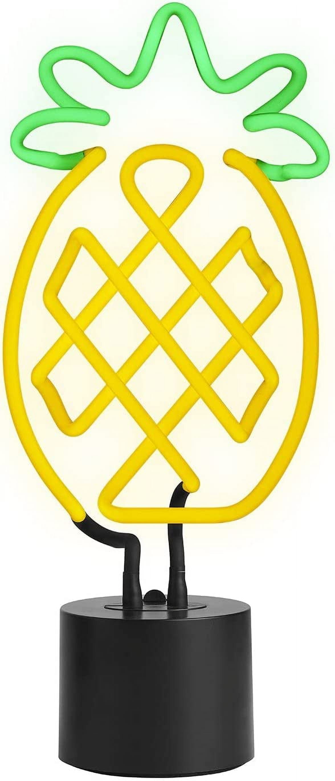 Large Yellow and Green Pineapple Neon Glass Desk Light