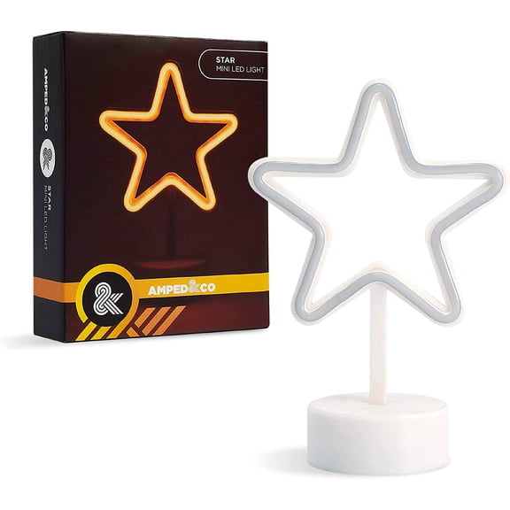 Amped & Co Star Neon Light, Mini LED Neon Lamp, Night Lite Novelty Room Decor