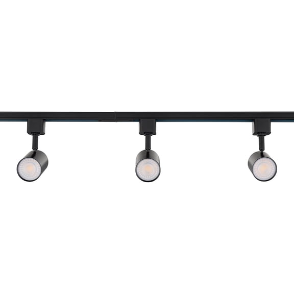 Amped Collection 3-Light 48in Field Cuttable LED Track Lighting Kit with 3 LED 3000K Warm White Track Heads, 4ft Track, End Caps, Floating Feed in Black Finish