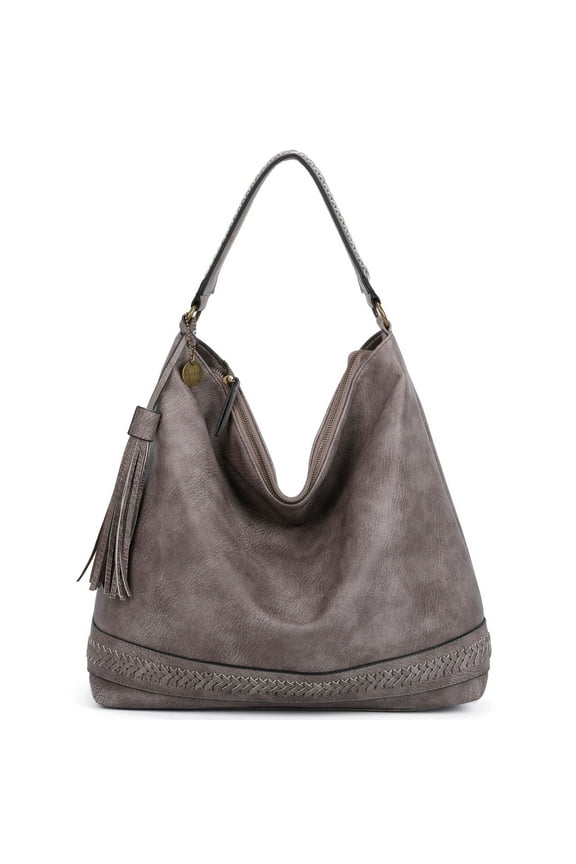 Aida Woven Embellishment Hobo Bag in Stone