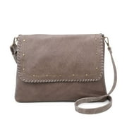 AMPERE CREATIONS Savannah Women's Flap Vegan Leather Crossbody Bag - Taupe