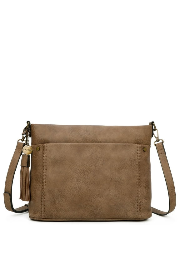 Women's Vegan Leather Crossbody Bag, Brown, 1-Piece
