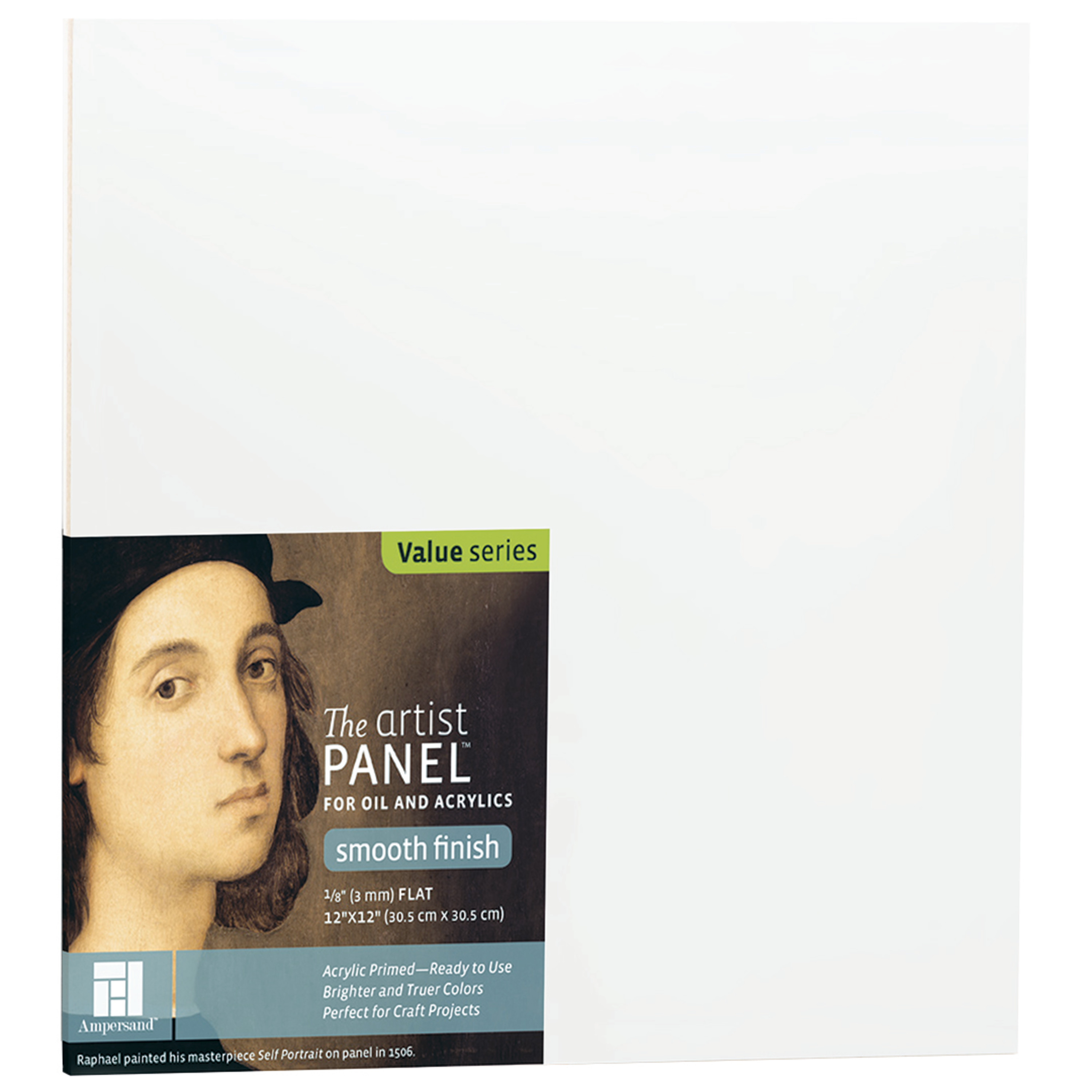 Ampersand Art Artist Panel, Primed Smooth, Uncradled, 1/8" Profile, 12" x 12"
