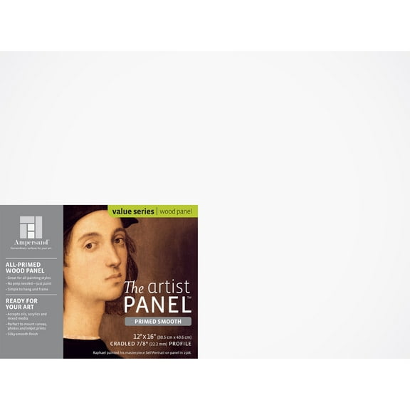 Ampersand Art Artist Panel Smooth Cradled, 7/8" Profile, 12" x 16"