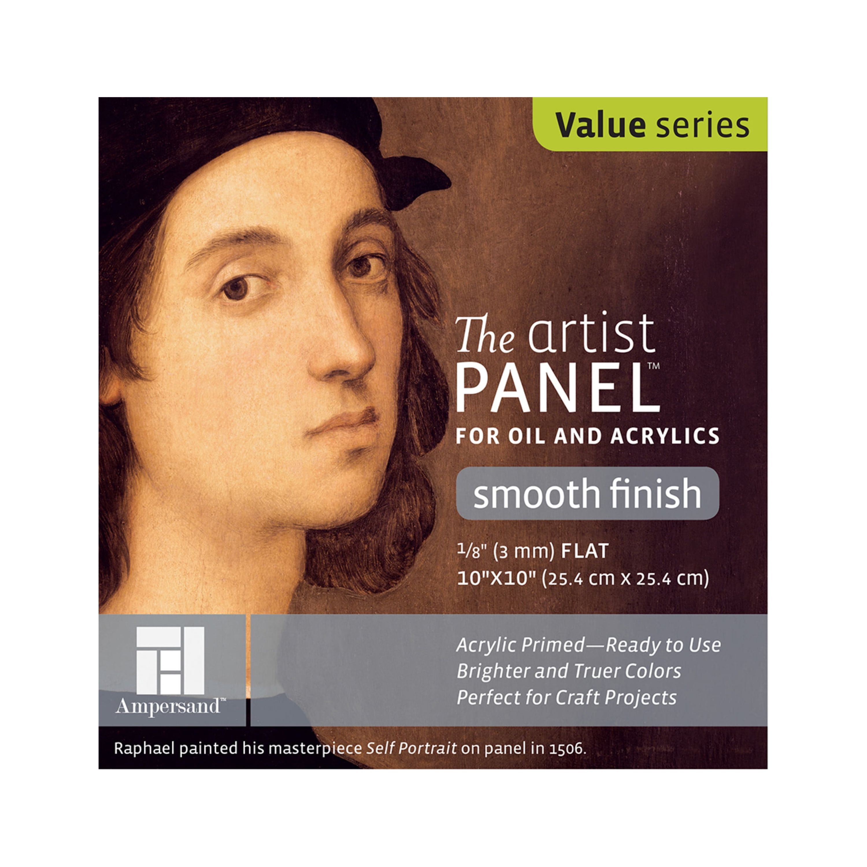 Ampersand Art Artist Panel, Smooth Uncradled, 1/8" Profile, 10" x 10"