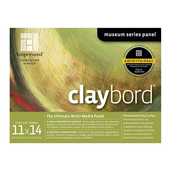 Ampersand Art Claybord, Uncradled, 1/8" Profile, 11" x 14"