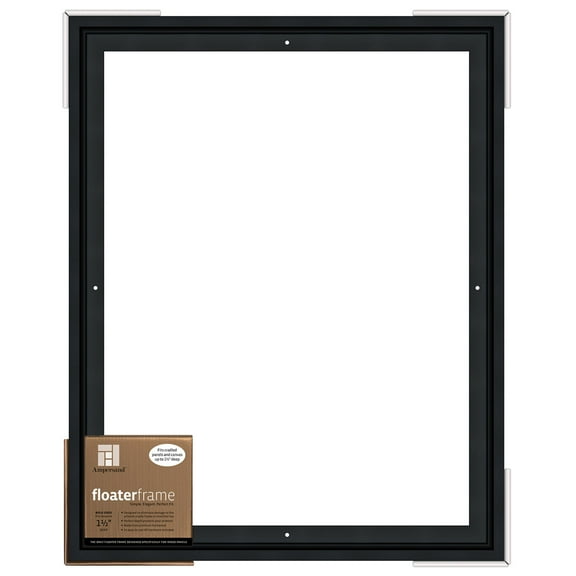 Ampersand Art Floaterframes Bold Edge (3/8" Face) 1-7/8" Frame Profile for 1-1/2" Deep Artwork 16" x 20" Black
