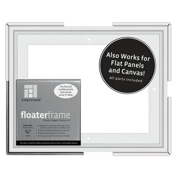 Ampersand Art Floaterframes Thin Edge (1/4" Face) 1-1/4" Frame Profile for 7/8" Deep Artwork 8" x 10" White