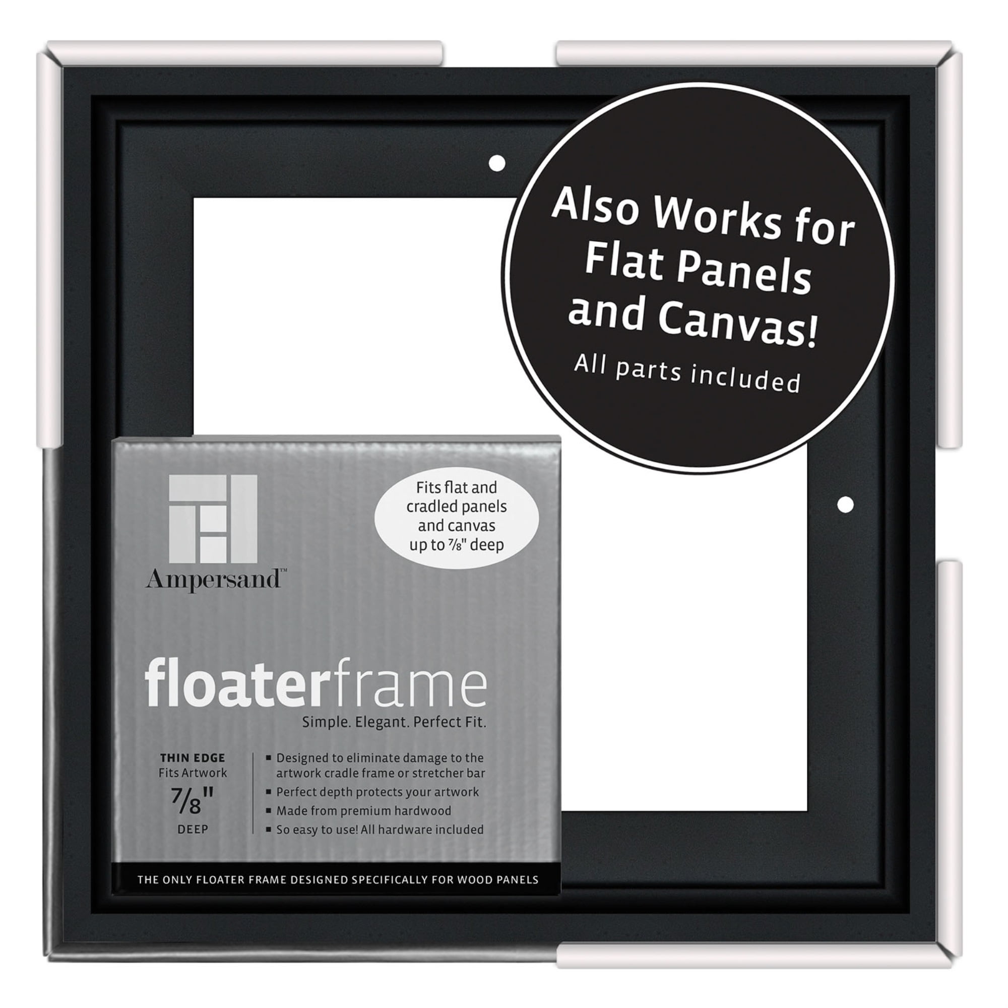 Black Wood 8x8 Thin Edge Floating Frame