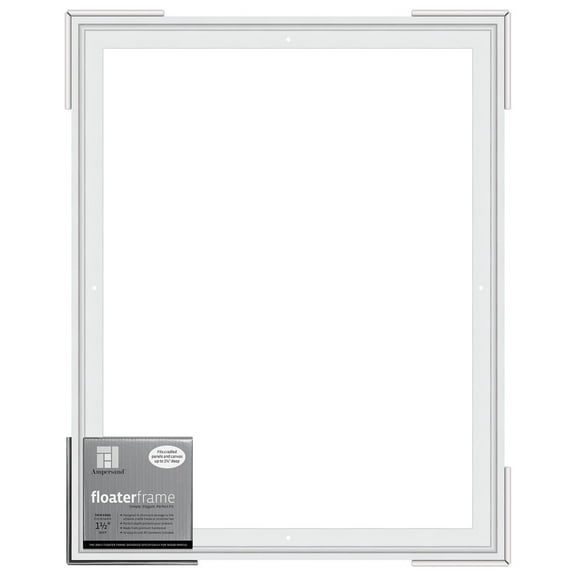 Ampersand Art Floaterframes Thin Edge (1/4" Face) 1-7/8" Frame Profile for 1-1/2" Deep Artwork 16" x 20" White