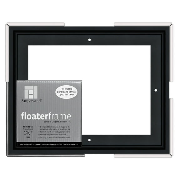 Ampersand Art Floaterframes Thin Edge (1/4" Face) 1-7/8" Frame Profile for 1-1/2" Deep Artwork 8" x 10" Black