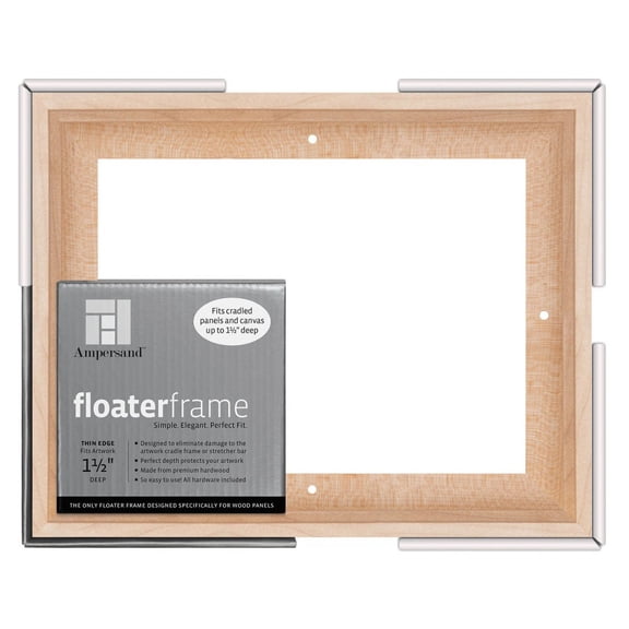 Ampersand Art Floaterframes Thin Edge (1/4" Face) 1-7/8" Frame Profile for 1-1/2" Deep Artwork 8" x 10" Maple