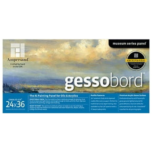 Ampersand Art Gessobord, Cradled, 3/4" Profile, 24" x 36"