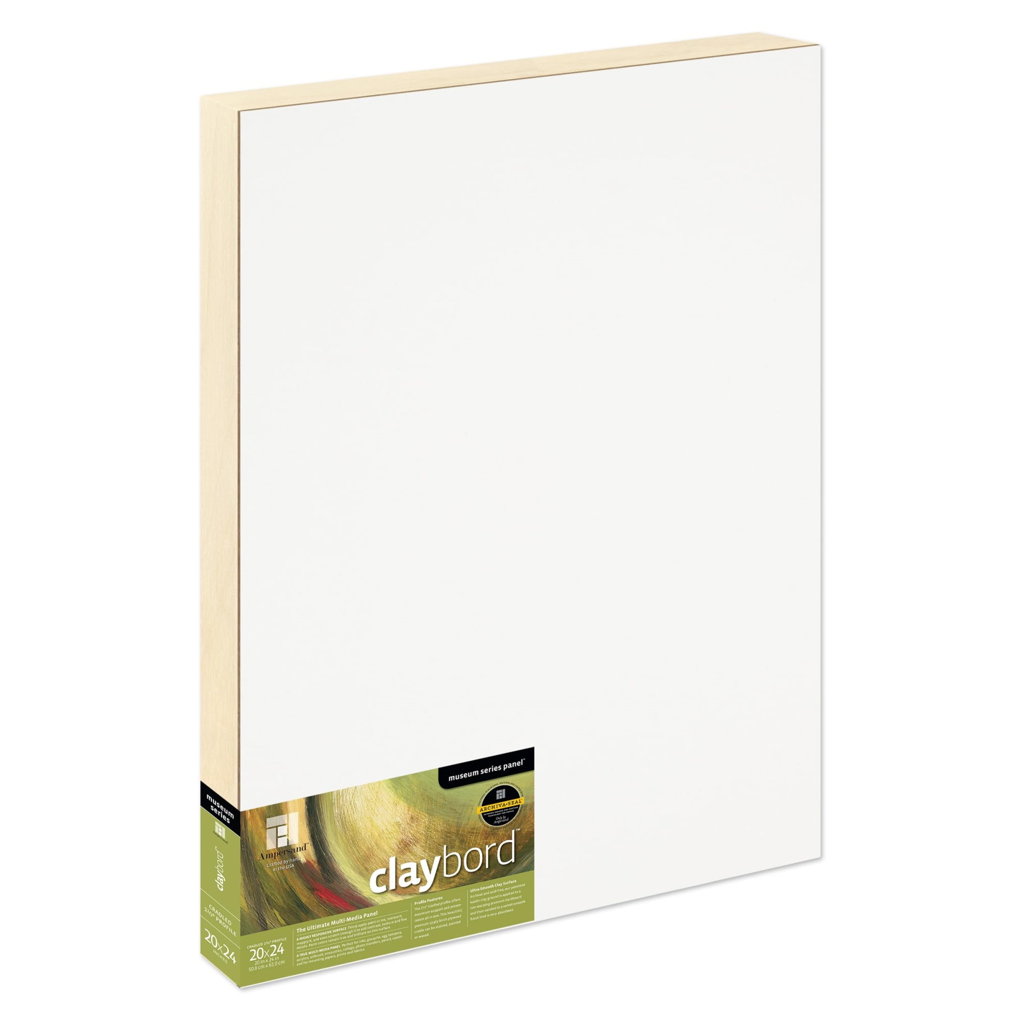 Ampersand Art Supply Wood Painting Panel Museum Series Claybord, 20" x
