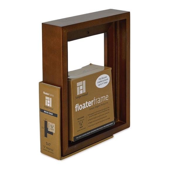 Ampersand Floater Frame - Bold, Walnut, 5" x 7", 7/8"