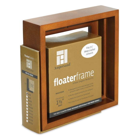 Ampersand Floater Frame - Bold, Walnut, 6" x 6", 1-1/2"