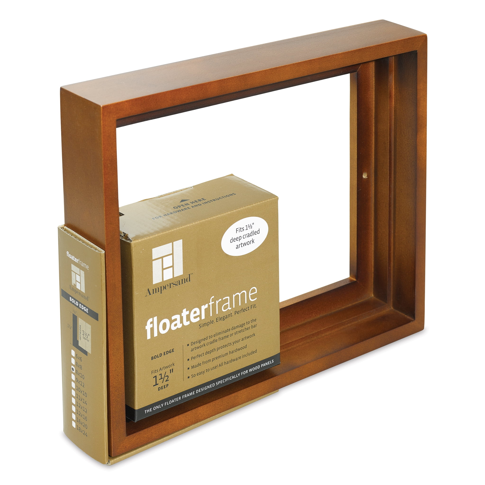 Bold Walnut Rectangular Floating Wall Frame, 11.5" x 9.5"