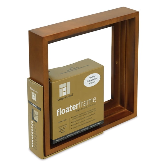 Ampersand Floater Frame - Bold, Walnut, 8" x 8",1-1/2"