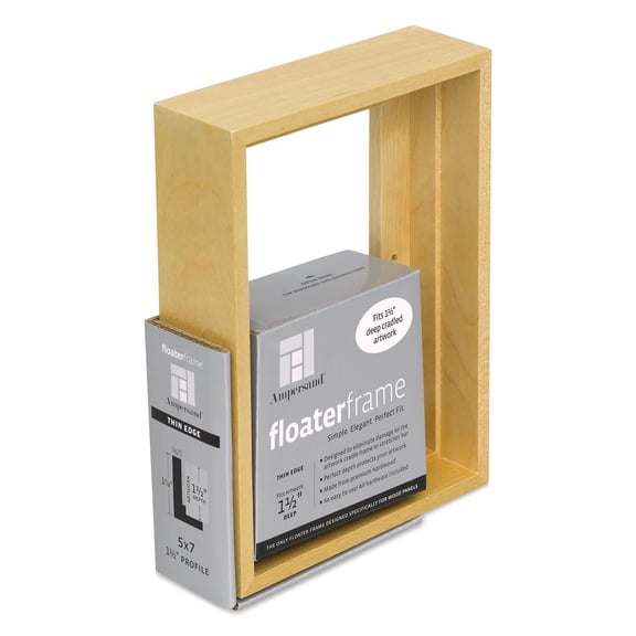 Ampersand Floater Frame - Thin, Maple, 5" x 7", 1-1/2"