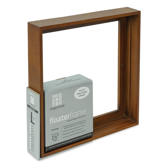 Ampersand Floater Frame - Thin, Walnut, 10" x 10", 1-1/2"