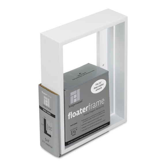 Ampersand Floater Frame - Thin, White, 5" x 7", 1-1/2"