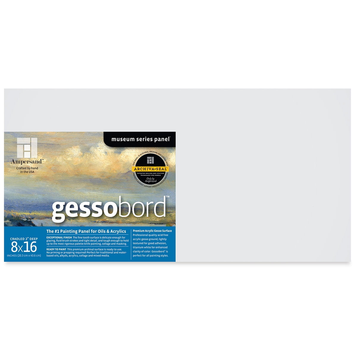 Ampersand Gessobord 8" x 16", 2" Cradled