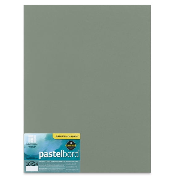 Ampersand Art Supply Pastel Painting Panel: Museum Series Pastelbord, Green, 1/8 Inch Flat Profile, 18x24