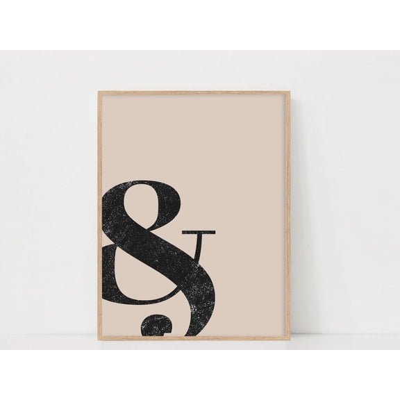 Ampersand Sign Neutral Color Posterscandinavian Decor Typography Poster Rustic Minimalist Wall Art Poster, Unframed Poster Size 8x12