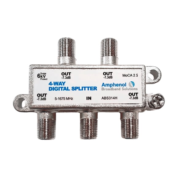 Amphenol 4-Way Digital Coaxial Splitter MoCA 2.5 ABS314H