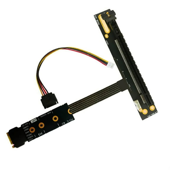 Amphenol Gen 4 M.2 NVMe PCIe Adapter Cable Silver-Plated Shielded Cable, Dual-Row Wiring for M.2 to Graphics Card Conversion
