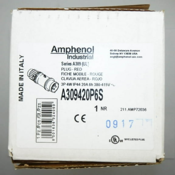 Amphenol Industrial A309 Series Red Plug Connector A309420P6S