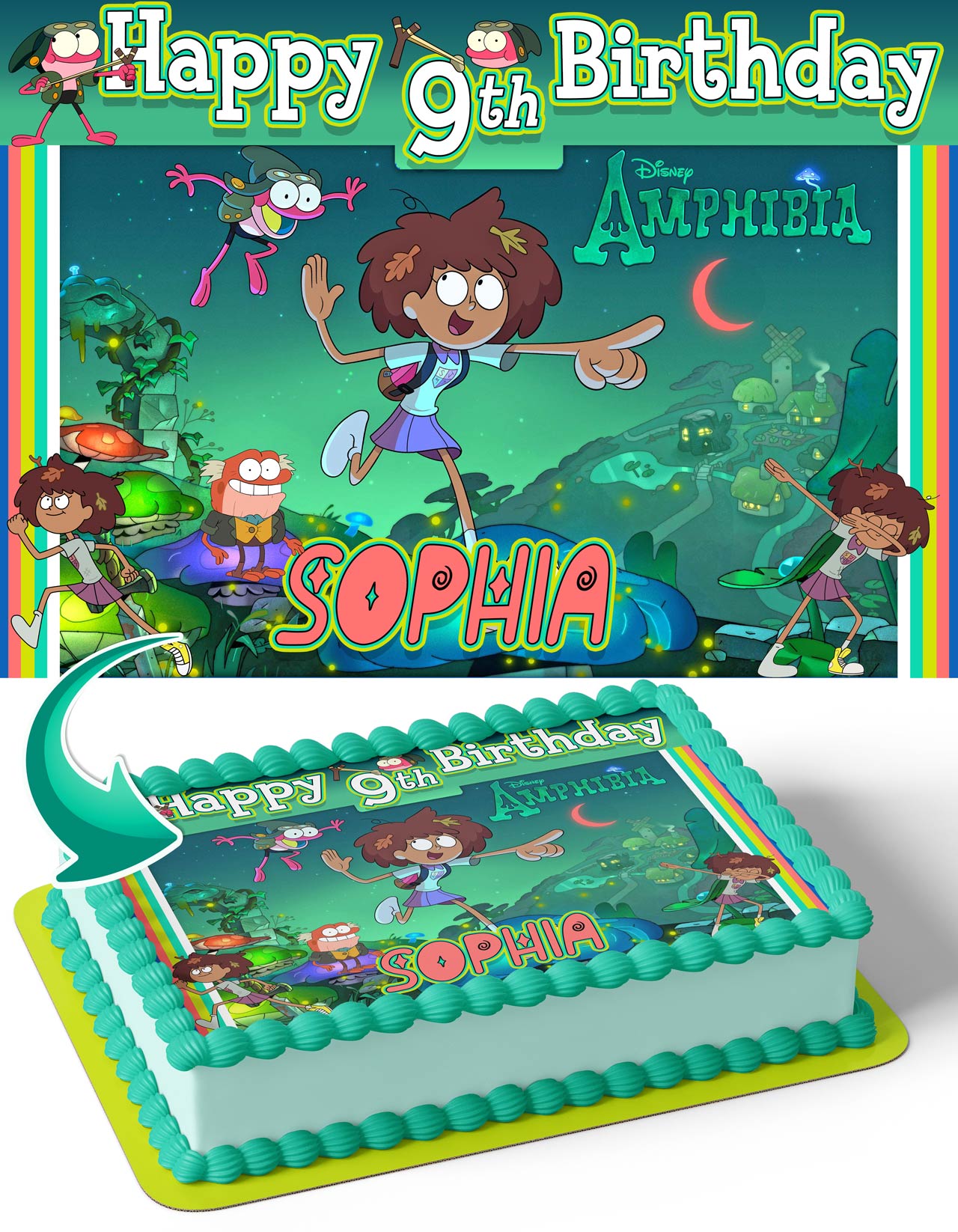 Amphibia Edible Image Cake Topper Personalized Birthday Sheet Decal ...
