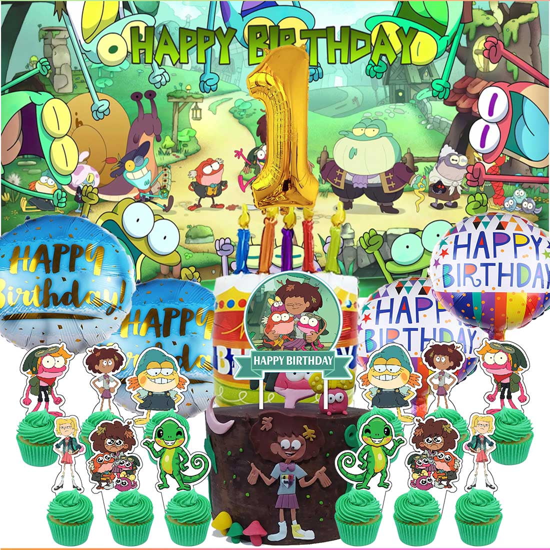 Amphibia Party Supplies Decor 1st Kit Balloons Birthday Cake Topper ...