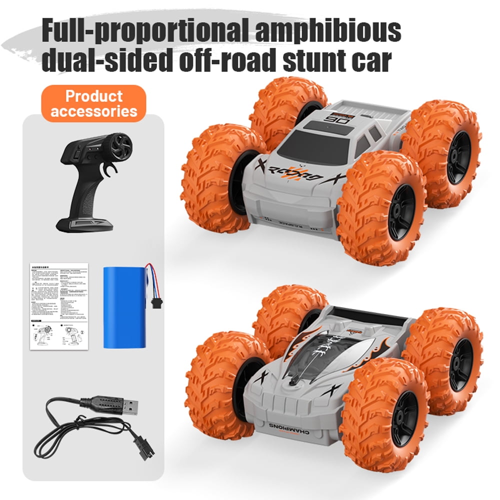 Amphibious Double-Sided Remote Control Car,Rechargeable RC Cars Toy 360° Flips Rotation Off-road Stunt Crawler All Terrain Outdoor Indoor Toy for Kids Boys Girls 3-12