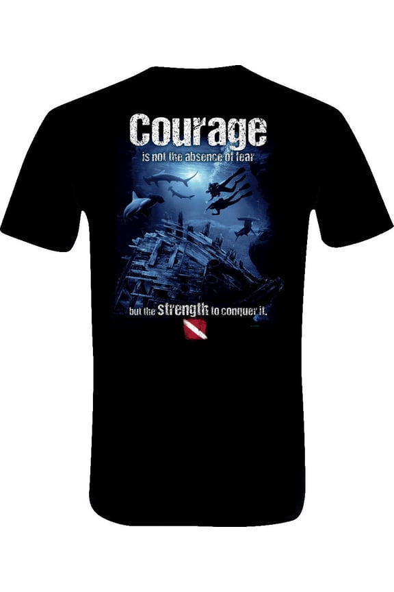 Scuba Diving T-Shirt - Courage - Black