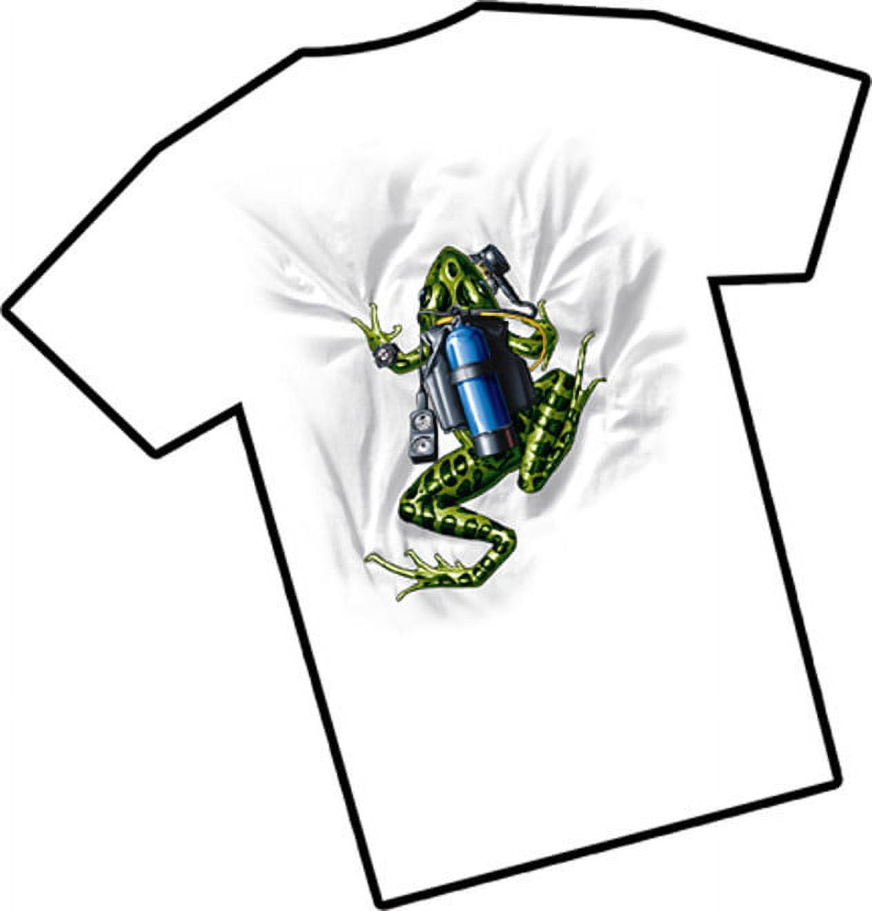 Amphibious Outfitters Scuba Frog T-Shirt - 100% Cotton, White, Sizes S-XXXL