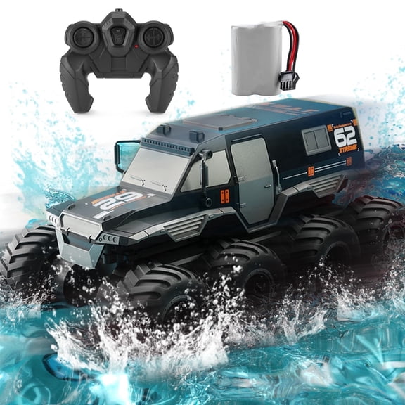 1:12 Large Amphibious Remote Control Car Monster Truck - 8WD All Terrain Waterproof RC Toy for Kids, 7.4V High-Speed Remote Control Car for Boys Girls Ages 6-12, Perfect Birthday Gifts