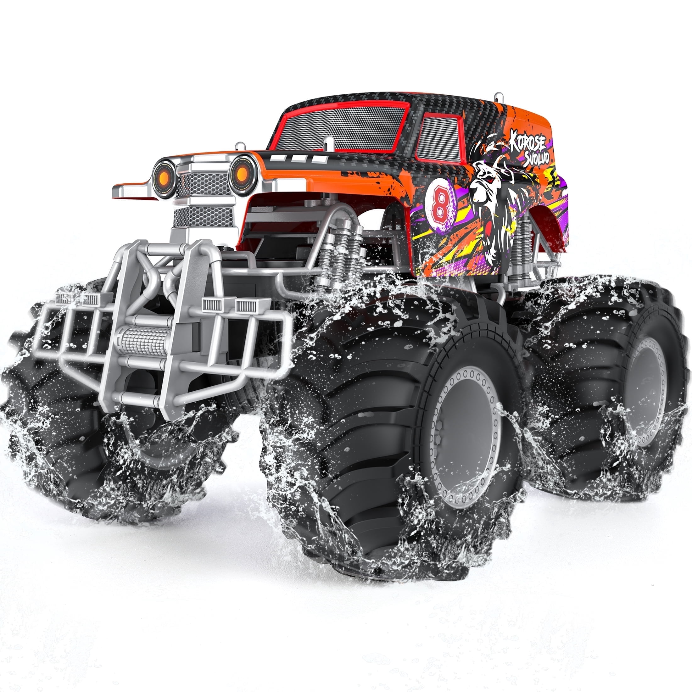 Amphibious Remote Control Car 2.4GHz 1:16 All Terrain Waterproof RC Monster Truck for Kids Pool Toys