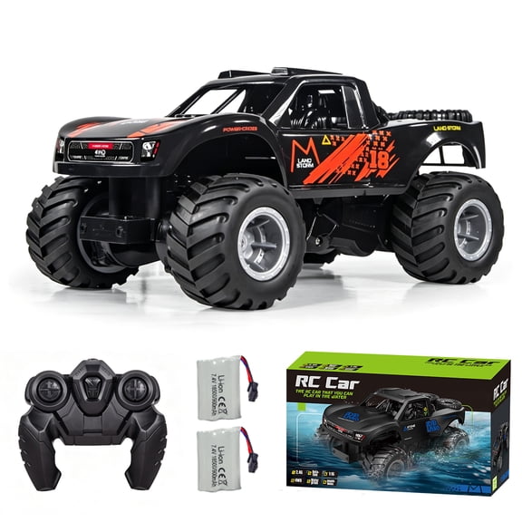 Amphibious Remote Control Car Truck Toys, 1:16 All Terrain 4WD Off-Road RC Car Waterproof, Monster Truck for Boys, Kids Pool Toys Gifts, 2 Batteries