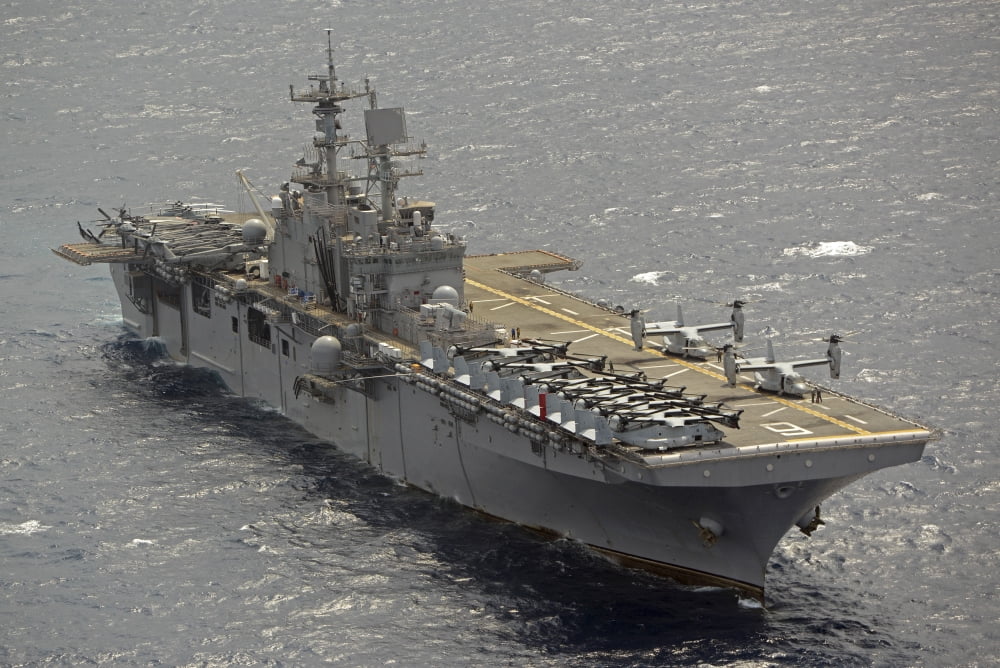 Amphibious assault ship USS Bonhomme Richard transits the East China Sea Canvas Art - Stocktrek Images (34 x 23)