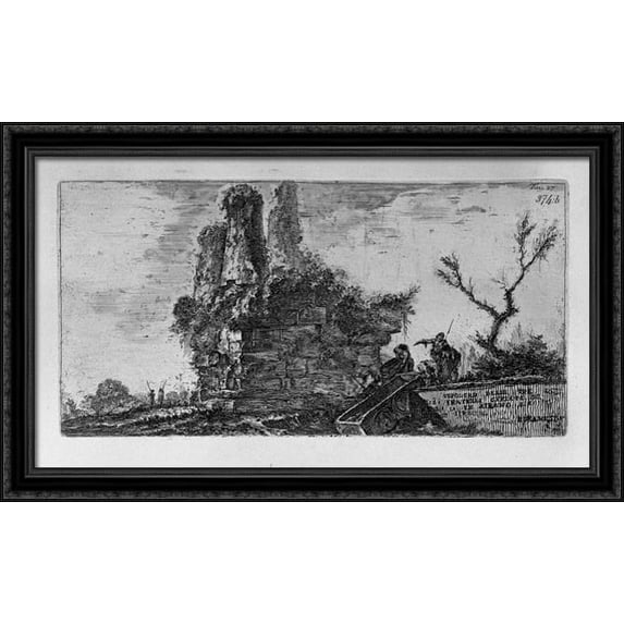 Amphitheater of Pula in Istria near the sea 40x24 Large Black Ornate Wood Framed Canvas Art by Giovanni Battista Piranesi