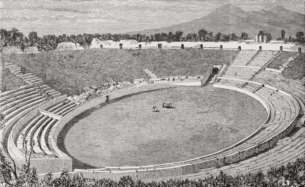 The Amphitheatre Pompeii Naples Italy In The Late 19Th Century From Italian Pictures By Rev Samuel Manning Published C1890 Canvas Art - Ken Welsh Design Pics (38 x 24)