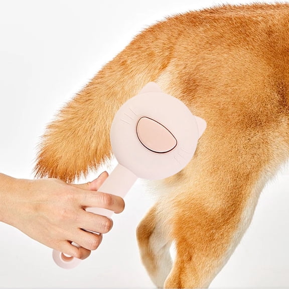 Zonao Pet Comb Stainless Steel Needle Massage Cleaning Needle Comb Hair Removal Brush Portable One Click Self Cleaning Comb Grooming Tools