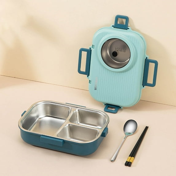 Ampiyan 1400ml Stainless Steel Bento Lunch Box for s And Adults, BPA-Free Meal Box Stackable Containers with 4 Compartments Food Storage Box for Office Worker Picnic Camping (Blue)