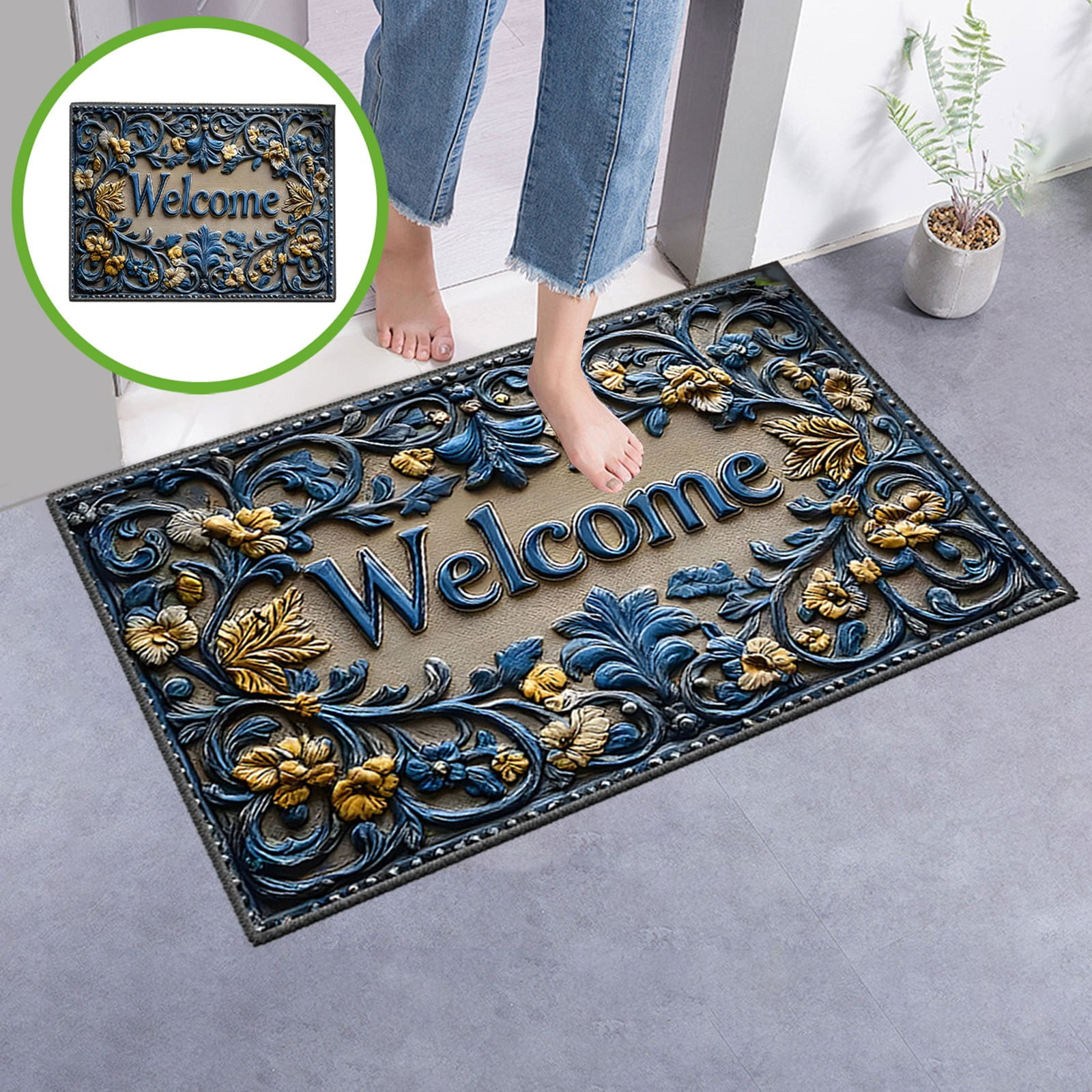 Ampiyan Non-Slip Door Mat, Bathroom Rug Floor Mat, Polyester Entrance ...