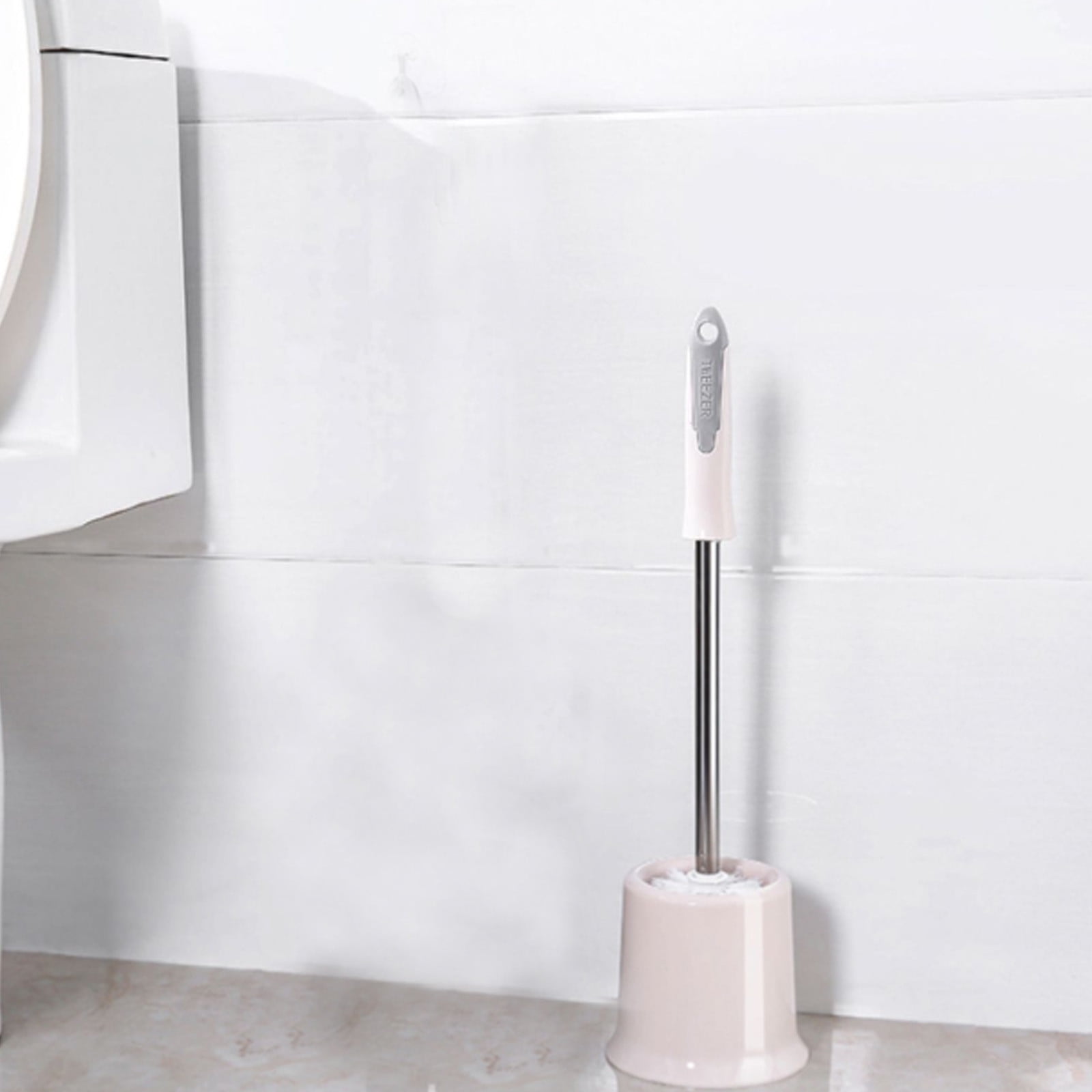 Indecor Home Brushed Nickel Toilet Bowl Brush With Holder - Modern Bathroom Cleaning Tool With Anti-Splash Cover
