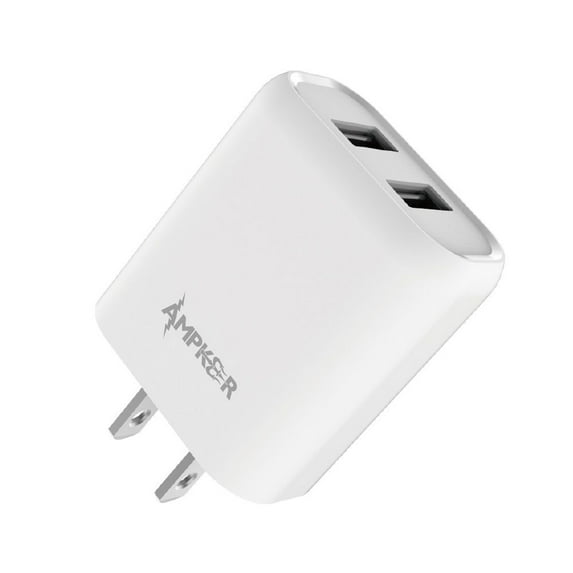 Ampker Wall Charger for Motorola Moto G Play 2023 - 12W/2.4A Fast Charging Dual USB Port Home Travel Power Adapter - White