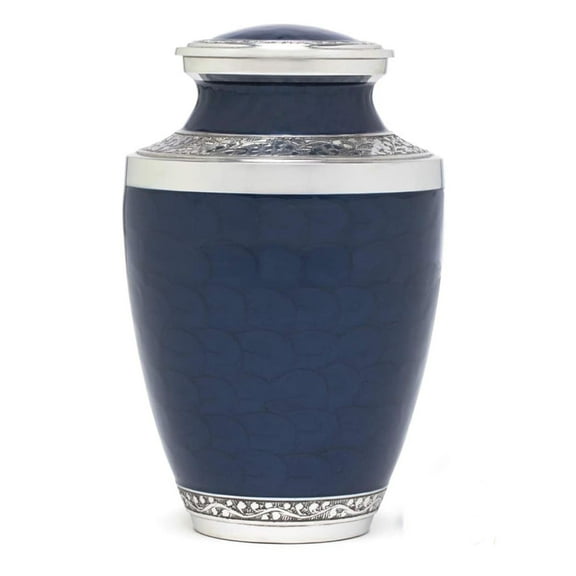 Ample Cremation Urn-Timeless Dark Blue Cremation urn (Size=11x7 in)